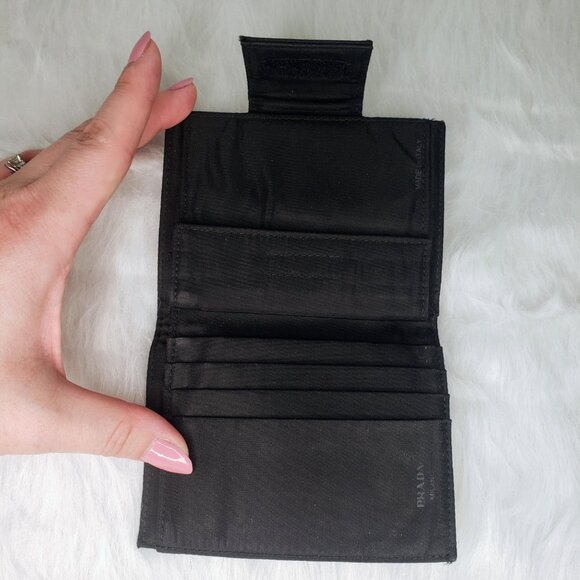 Prada Compact Bifold Wallet - Black Nylon w/ Triangle Prada Logo - Picture 5 of 8